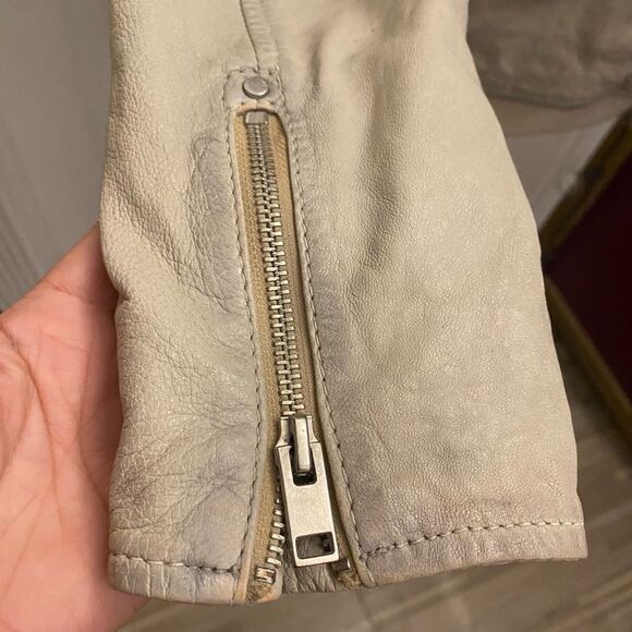 Mauritius 100% lamb leather off white/gray jacket, S - Picture 11 of 16